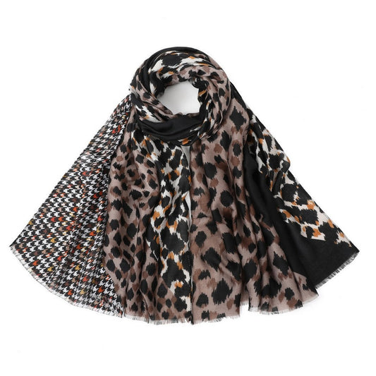 Khaki Leopard Print Pattern Scarf