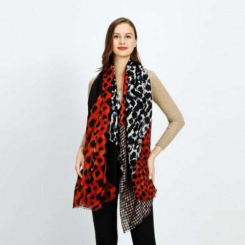 Orange Leopard Print Pattern Scarf