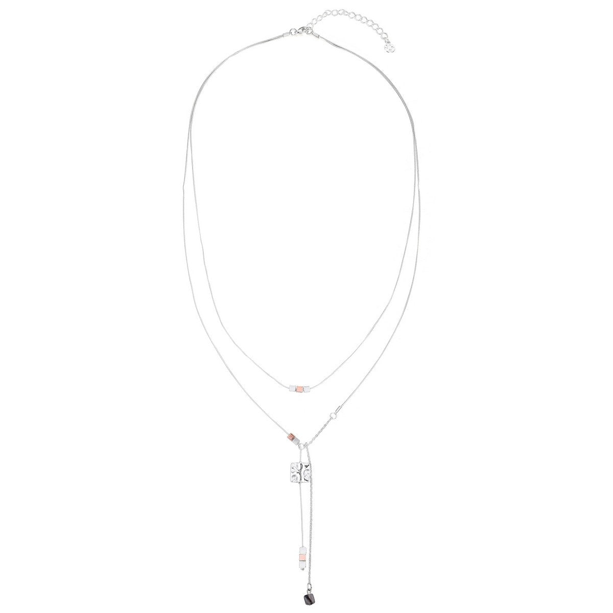 Cubes and Stone Drop Long Necklace - Mix