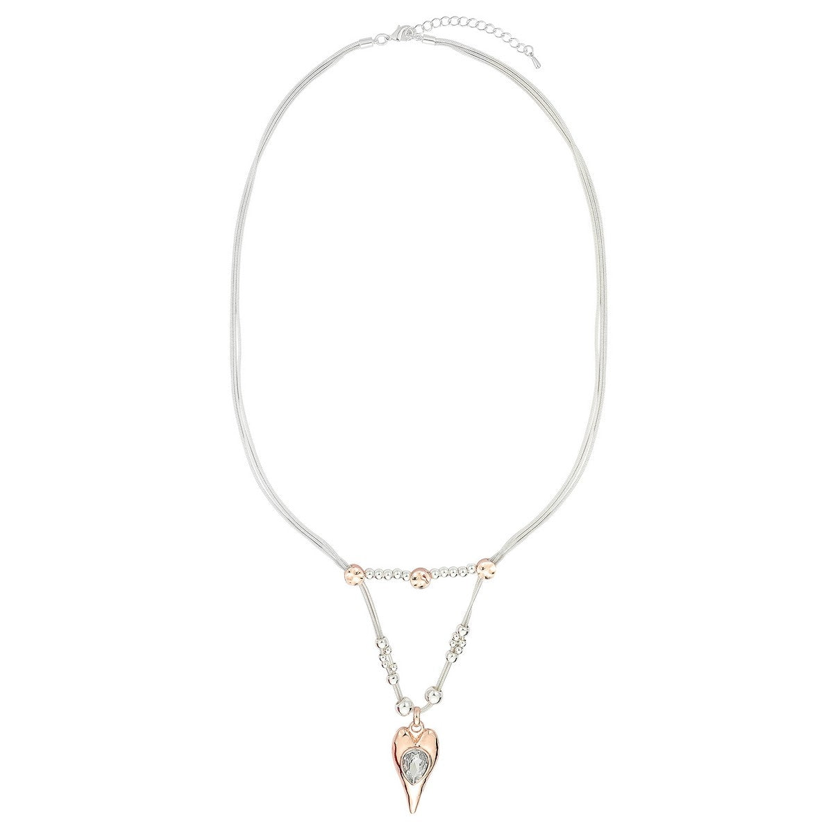 Crystal in Heart Long Necklace - Mix