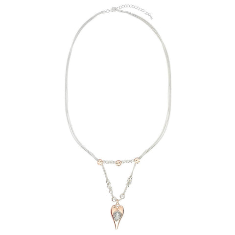 Crystal in Heart Long Necklace - Mix