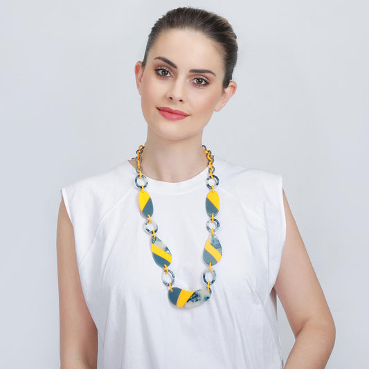 Multicolour Marble Design Long Necklace