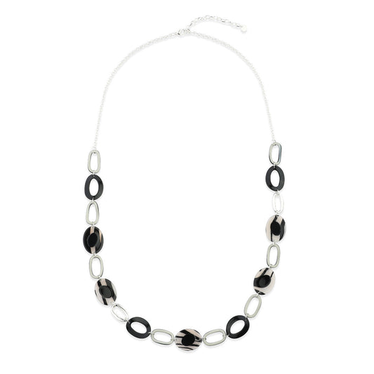Black Monochrome Chain Link Long Necklace