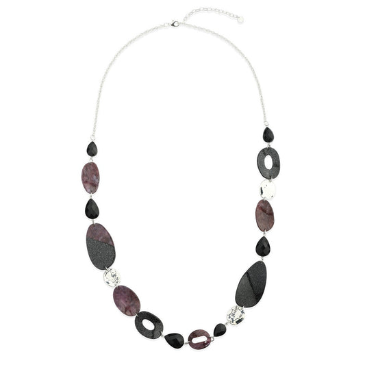 Brown & White Geometric Beaded Long Colourful Necklace