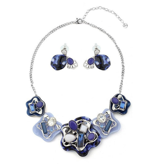 Splatter Gems Necklace Set - Blue