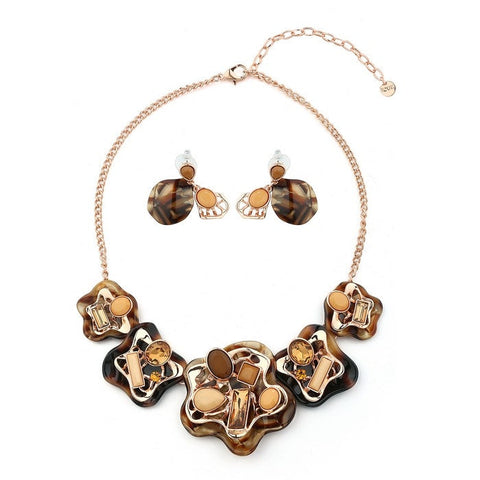 Splatter Gems Necklace Set - Coffee