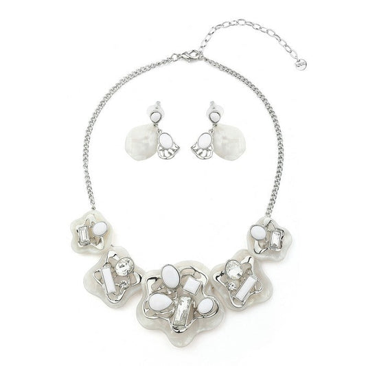 Splatter Gems Necklace Set - White