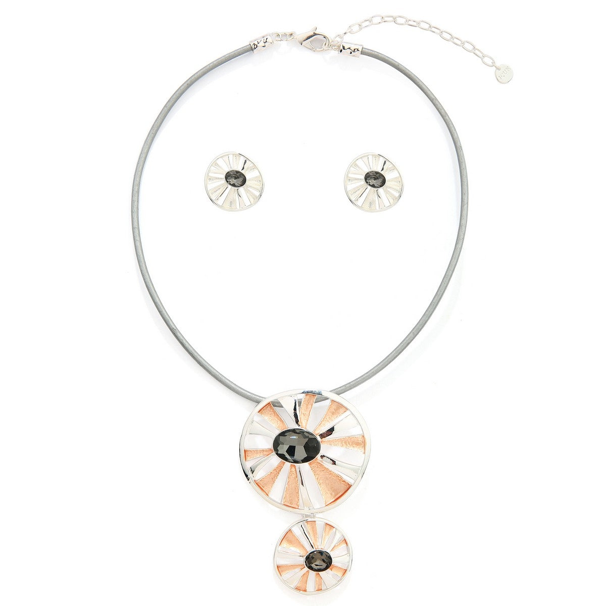 Colour Wheel Necklace Set - Grey-Peach