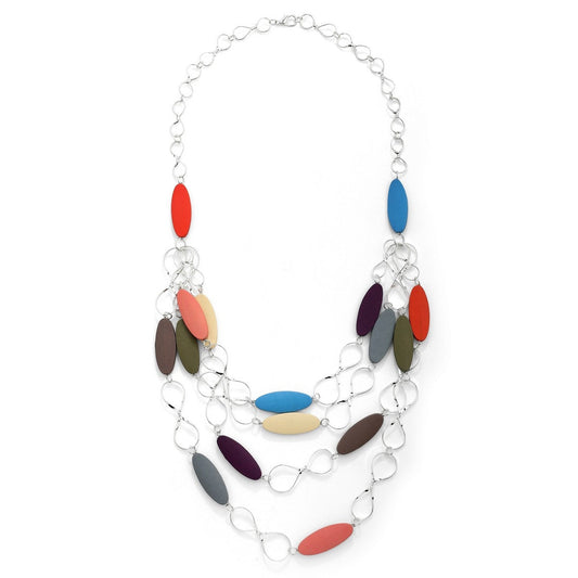 Elegant Silver-Tone Long Beaded Necklace