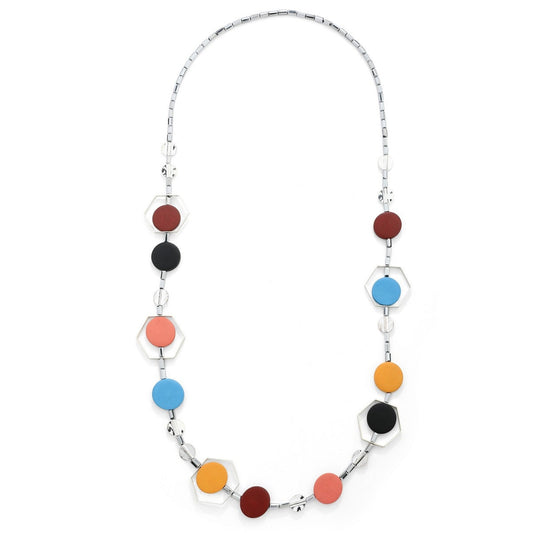 Silver-Tone Long Beaded Necklace