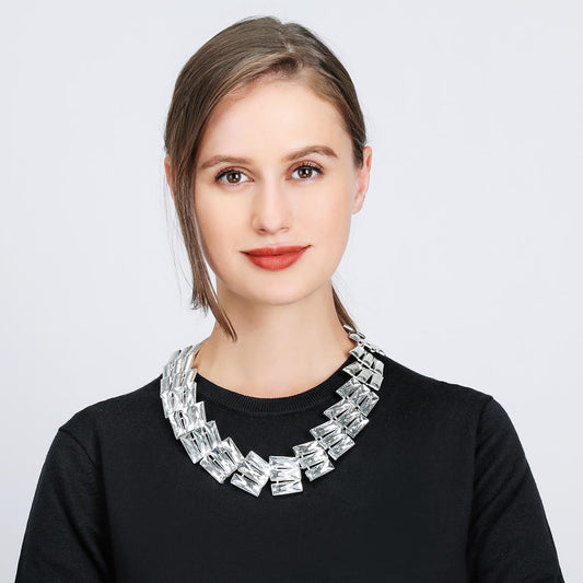 Geometric Layered Gem Necklace