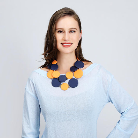 Navy Crystal Cascade Necklace