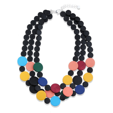 Layered Colourful Beads Short Necklace