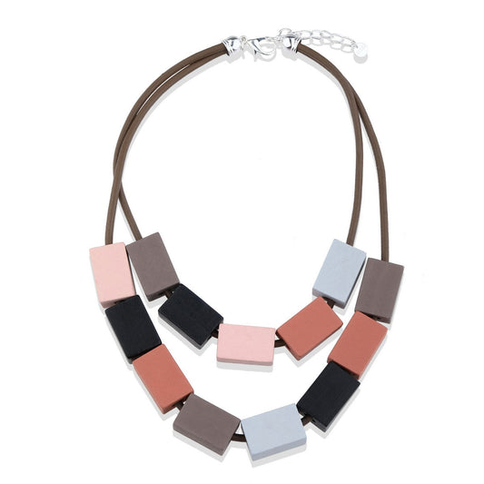 Chunky Colourful Blocks Layered Necklace