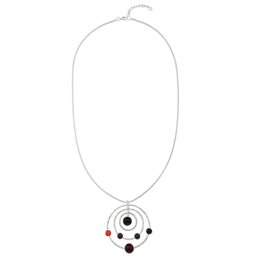 Orb Long Necklace - Silver-Multi