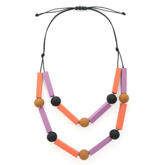 Multicolour Layered Assorted Wooden Beads Necklace