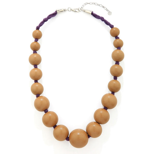 Large Coffee Beaded String Necklace