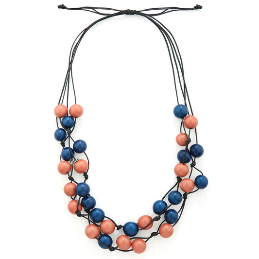 Blue and Orange Beads String Necklace