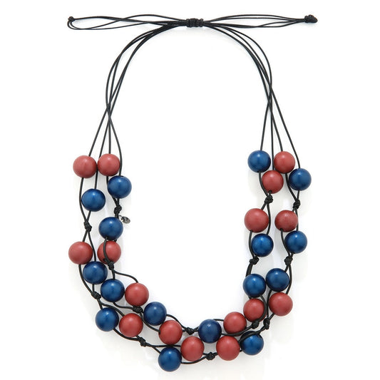 Red and Blue Beads String Necklace