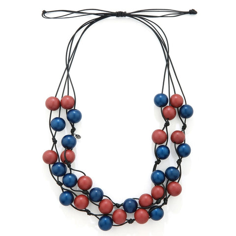 Red and Blue Beads String Necklace