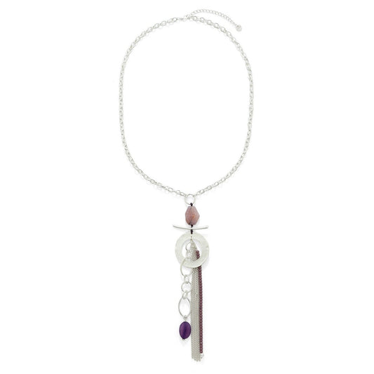 Tassel Chain Long Necklace Purple