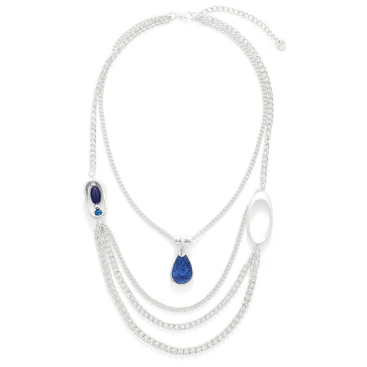 Blue Beaded Layered Necklace