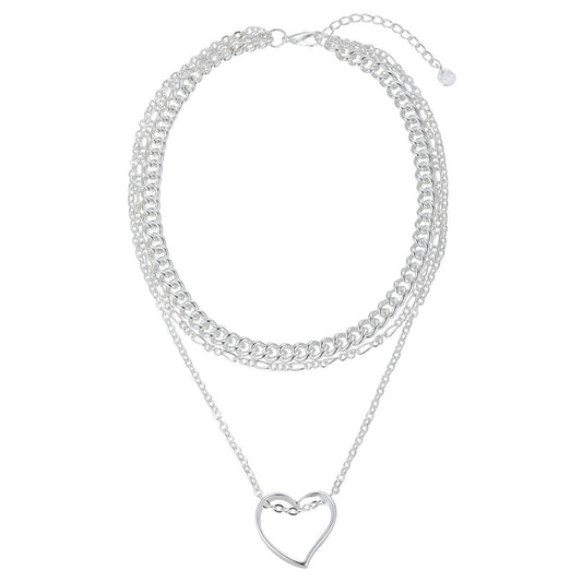Chain Link Necklace with Heart Accent