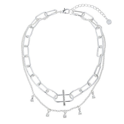 Chain Link Necklace with Dangly Gems