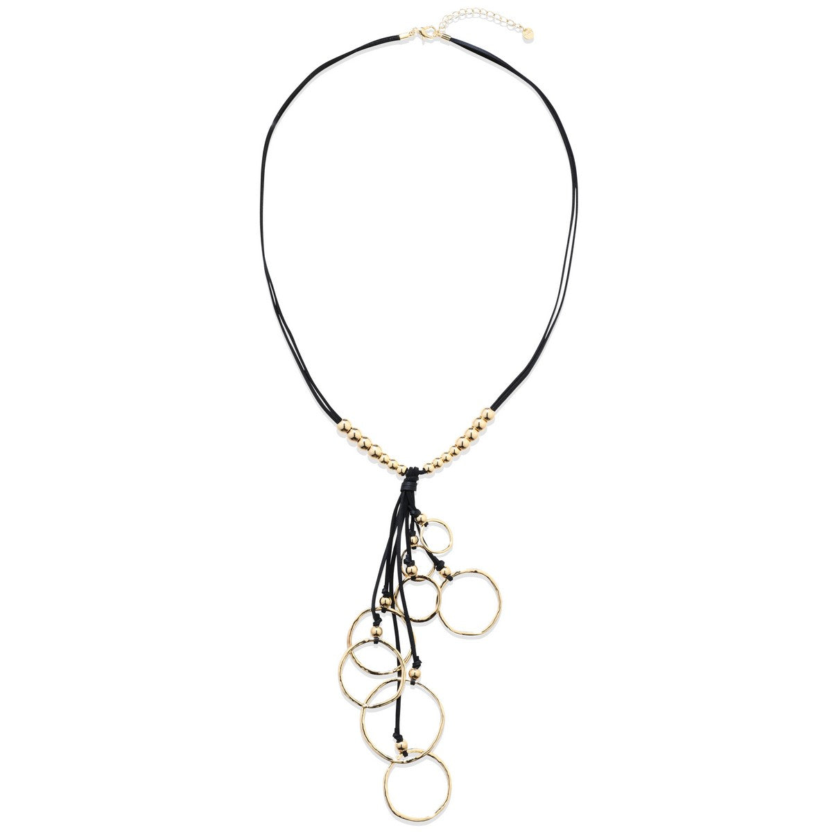 Gold Rope-style Long Necklace with Rings