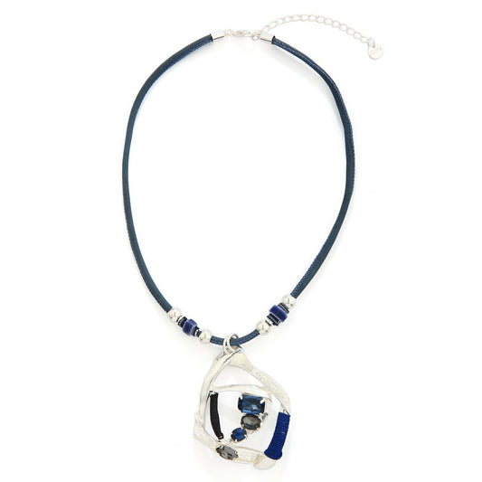 Navy Teardrop Gem Necklace