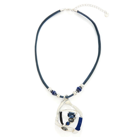 Navy Teardrop Gem Necklace