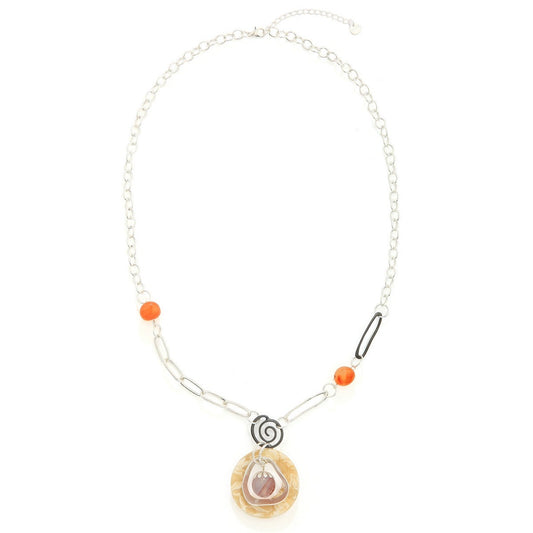 Beige Tone Long Beaded Necklace