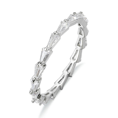 Silver Gemstone Band Ring