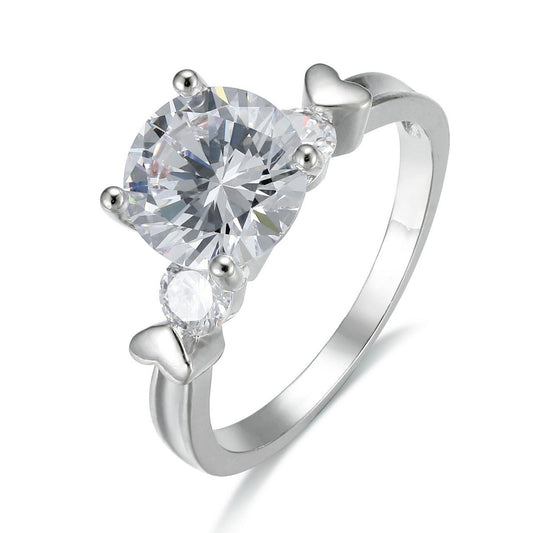 Small Diamond  with Gems Silver Ring