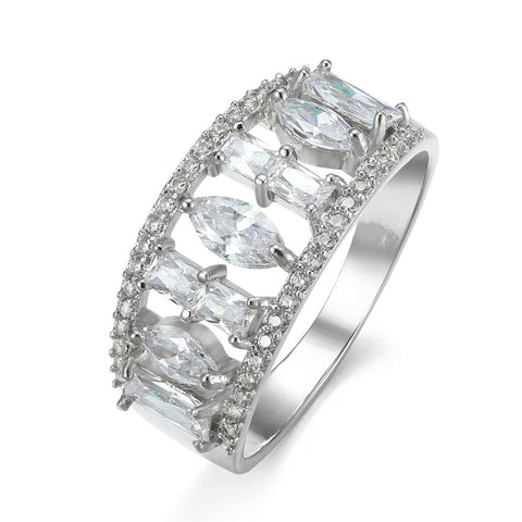 Silver Plated Studded Brass Finger Ring