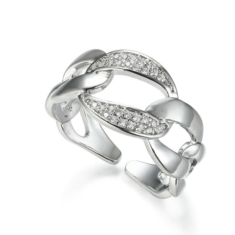 Silver Interlocked Diamantes Ring