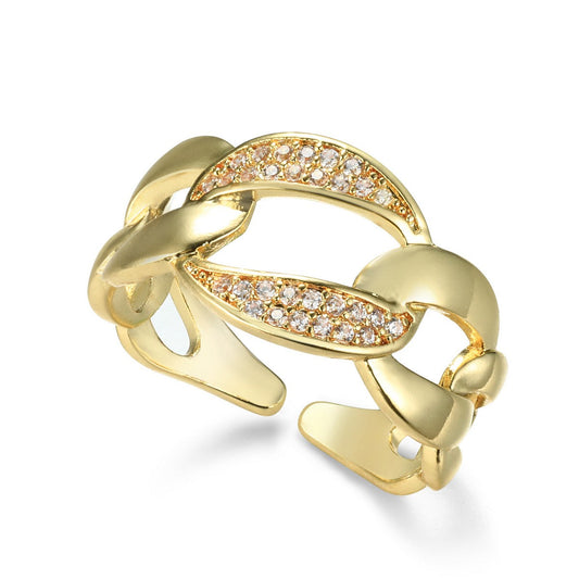 Gold Open Ring With Diamantes