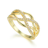 Gold Layered Band Crisscross Diamond Ring