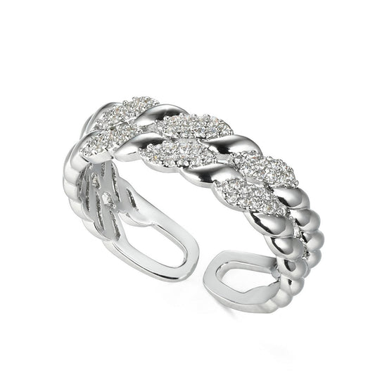 Twist Open Silver Diamond Ring