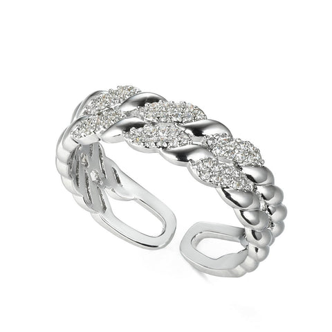 Twist Open Silver Diamond Ring
