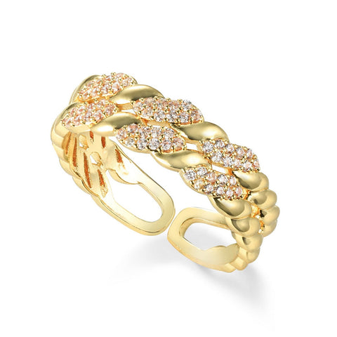 Gold Twist Ring with Diamantes