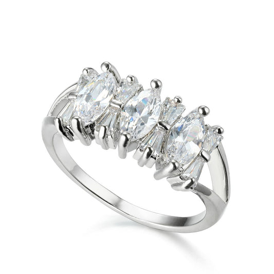 Silver Gold Plated Mixed Gem Band Ring