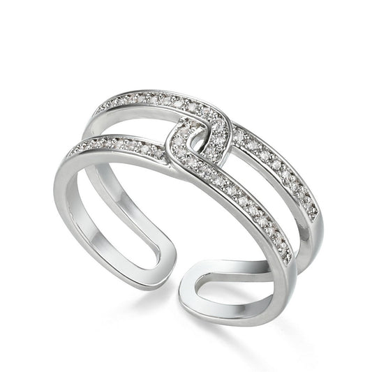 Sliver Double Ring With Diamonds