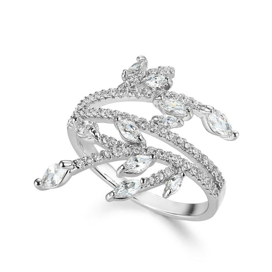 Silvery Diamond Branch Ring