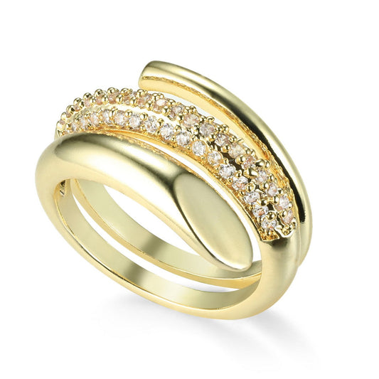 Golden Tri-Band Diamante Ring