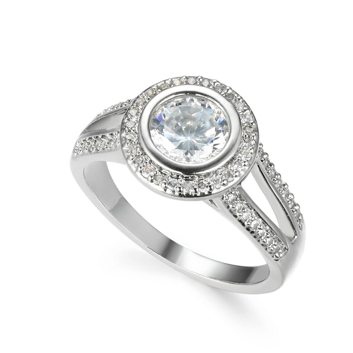 Classic Diamante Silvery Ring