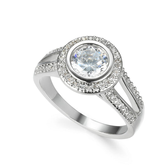 Classic Diamante Silvery Ring
