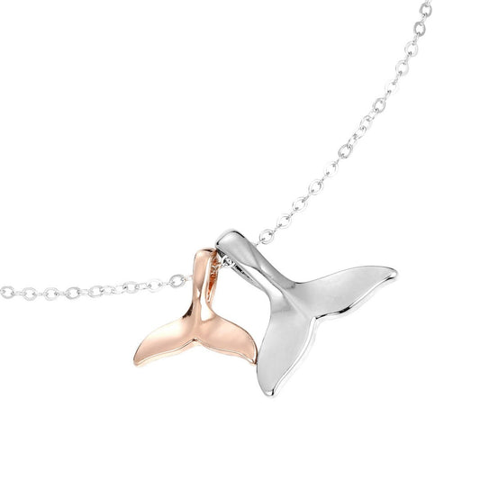 Twin Whale Tail Pendant Necklace - Mix