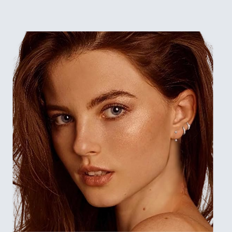 3 Pairs Sterling Silver Stud Hoop Earrings