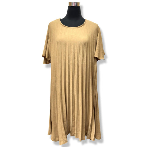 Desert Sand Vertical Pleat Dress